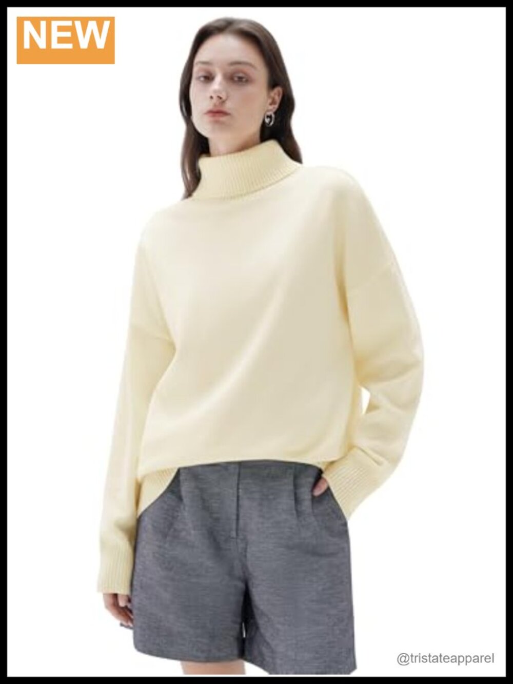 Cashmere Blend Oversized Turtleneck Pullover Sweater Long Sleeve Knit